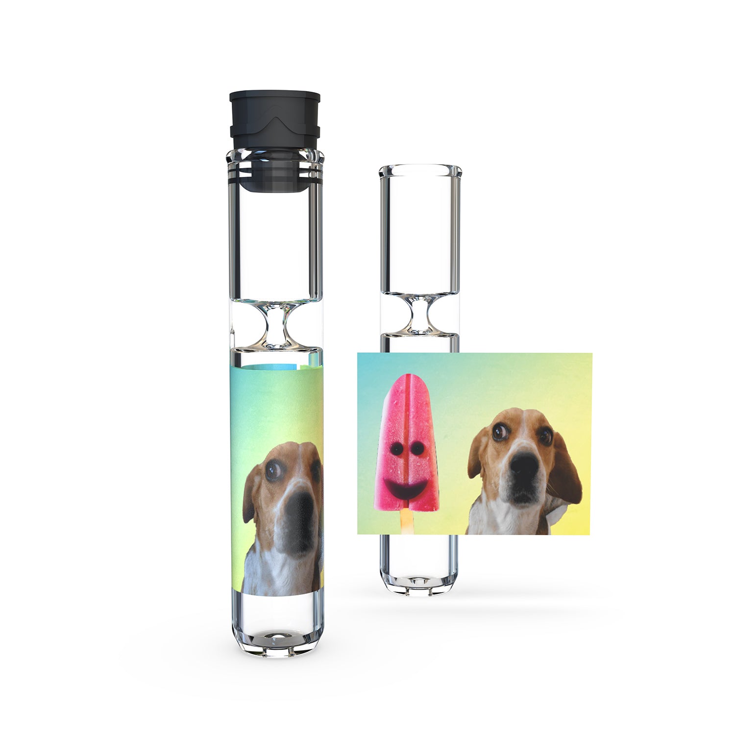 Pets on Pipes glass chillum one hitter with cap.