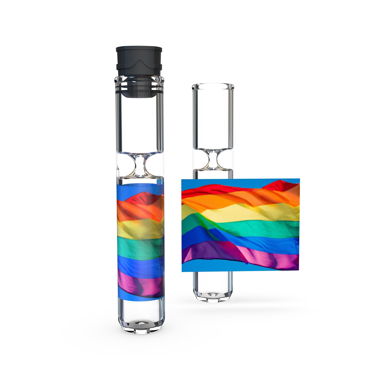 LGBTQ glass chillum pipe with cap
