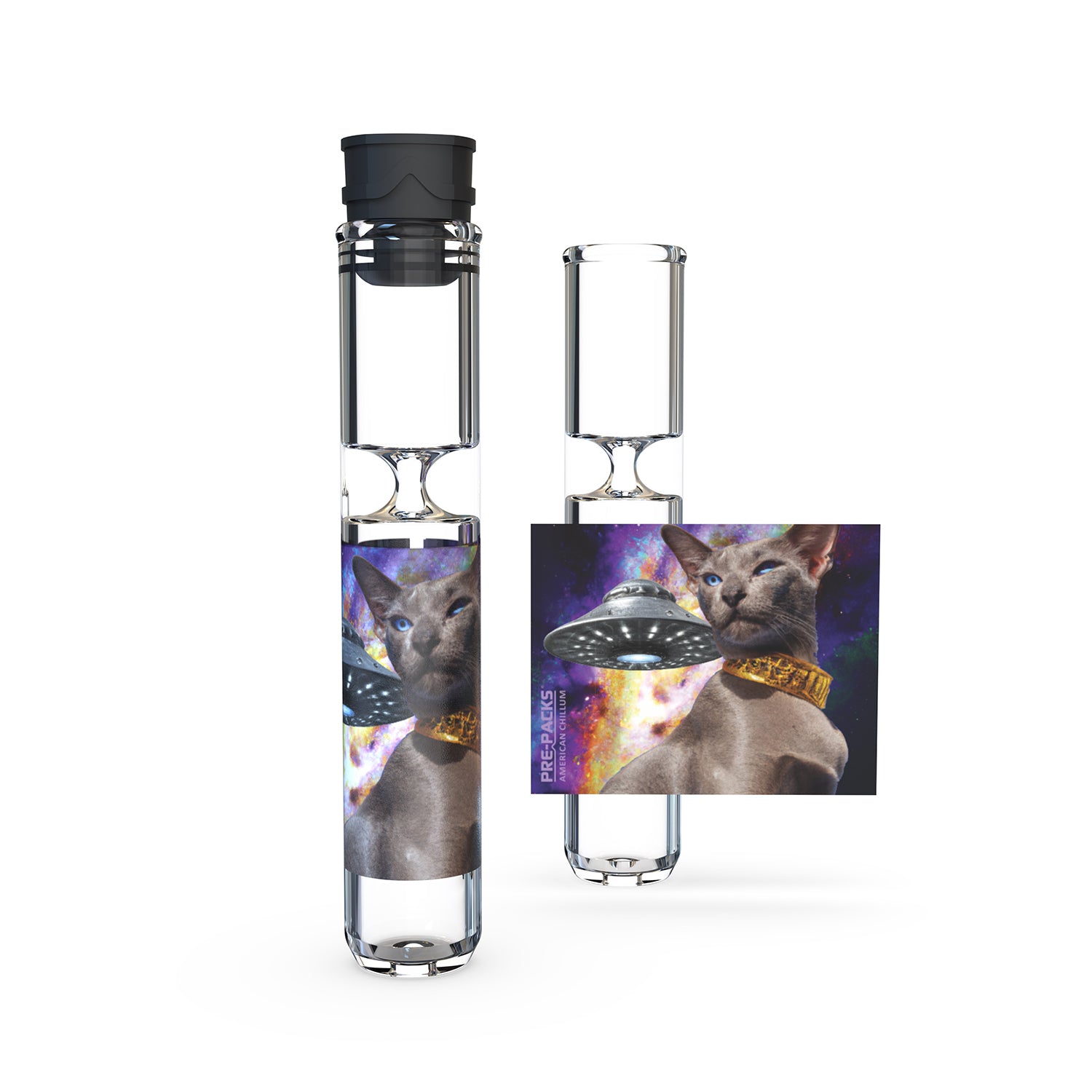 Cat lover travel pipe with cap, cat themed travel chillum with cap.