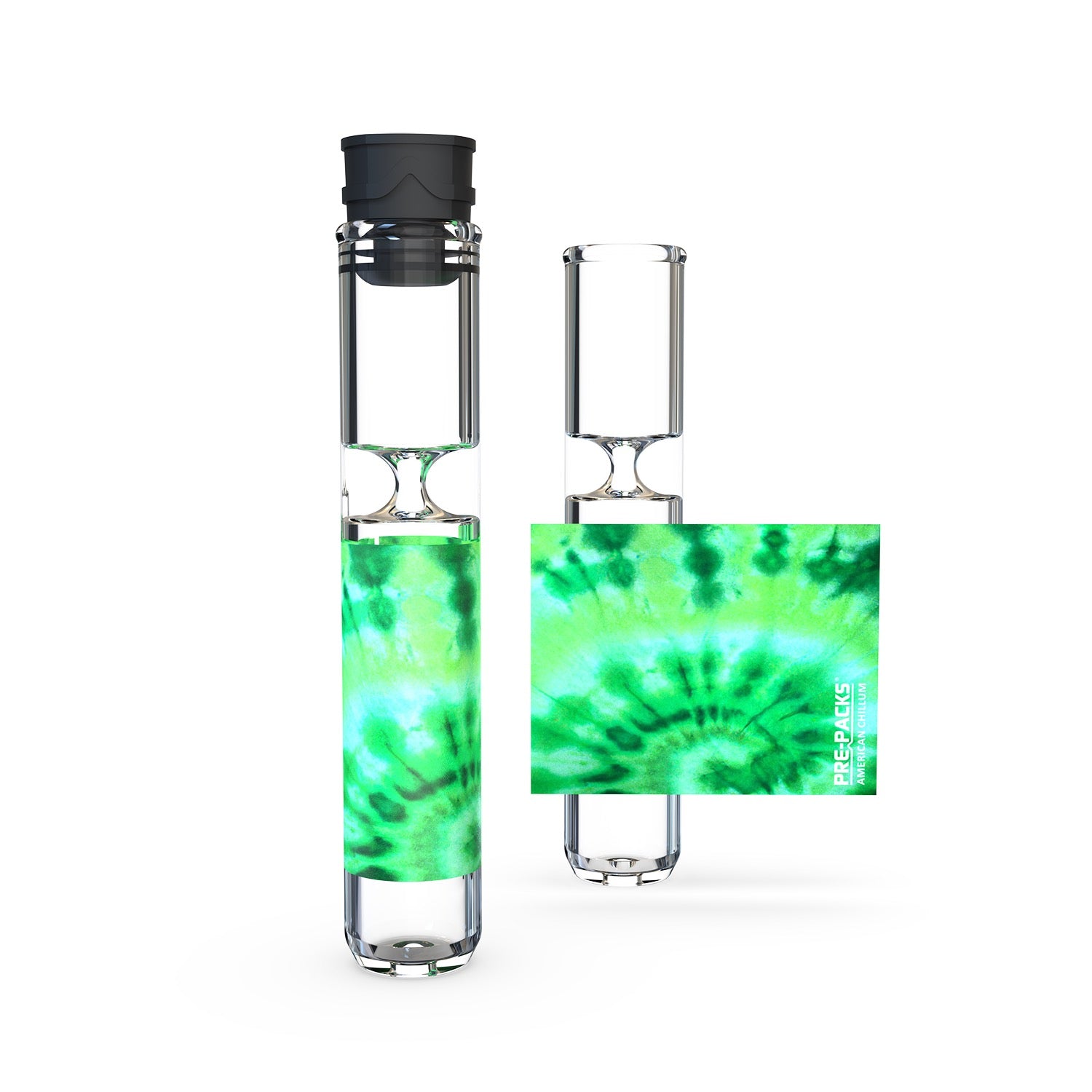Travel pipe with cap , green tie-dye design.